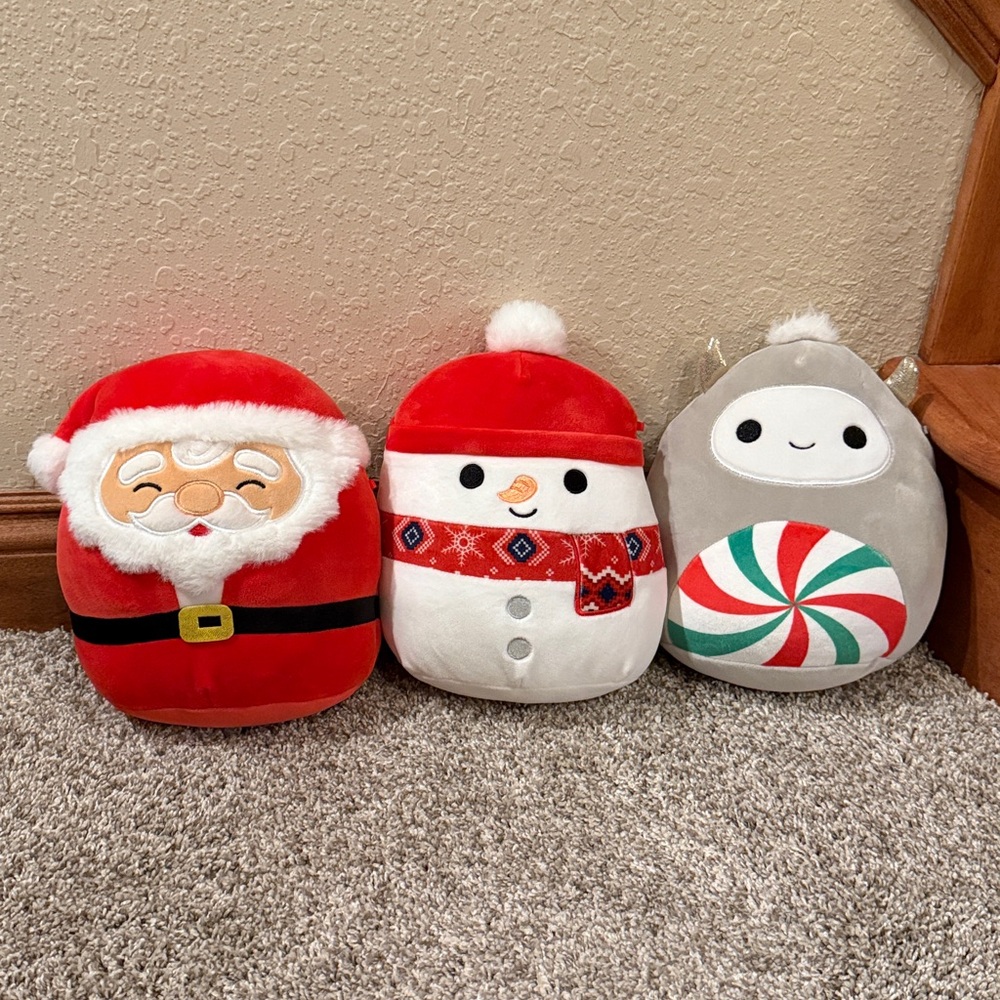 Squishmallows Set of 3 Christmas Plush